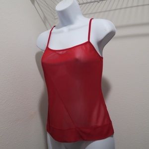 Vintage Red Mesh Spaghetti Strap Top